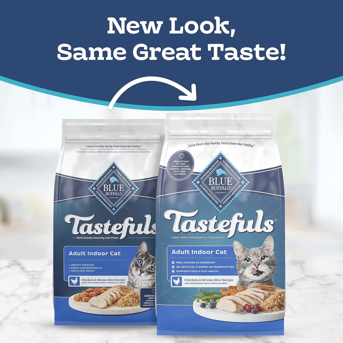 Tastefuls Natural Dry Food for Adult Indoor Cats, Chicken & Brown Rice Recipe, 15-Lb Bag
