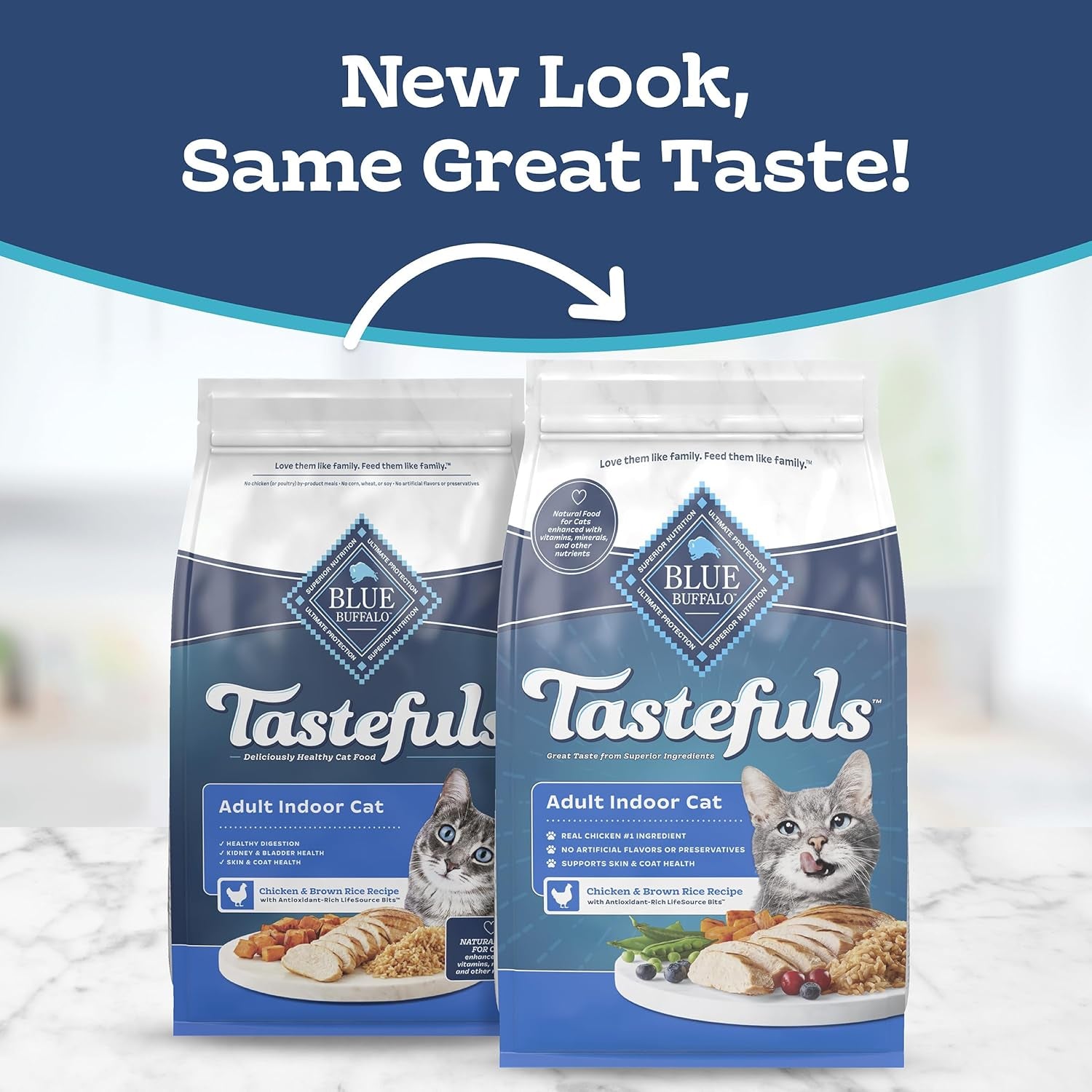 Tastefuls Natural Dry Food for Adult Indoor Cats, Chicken & Brown Rice Recipe, 15-Lb Bag